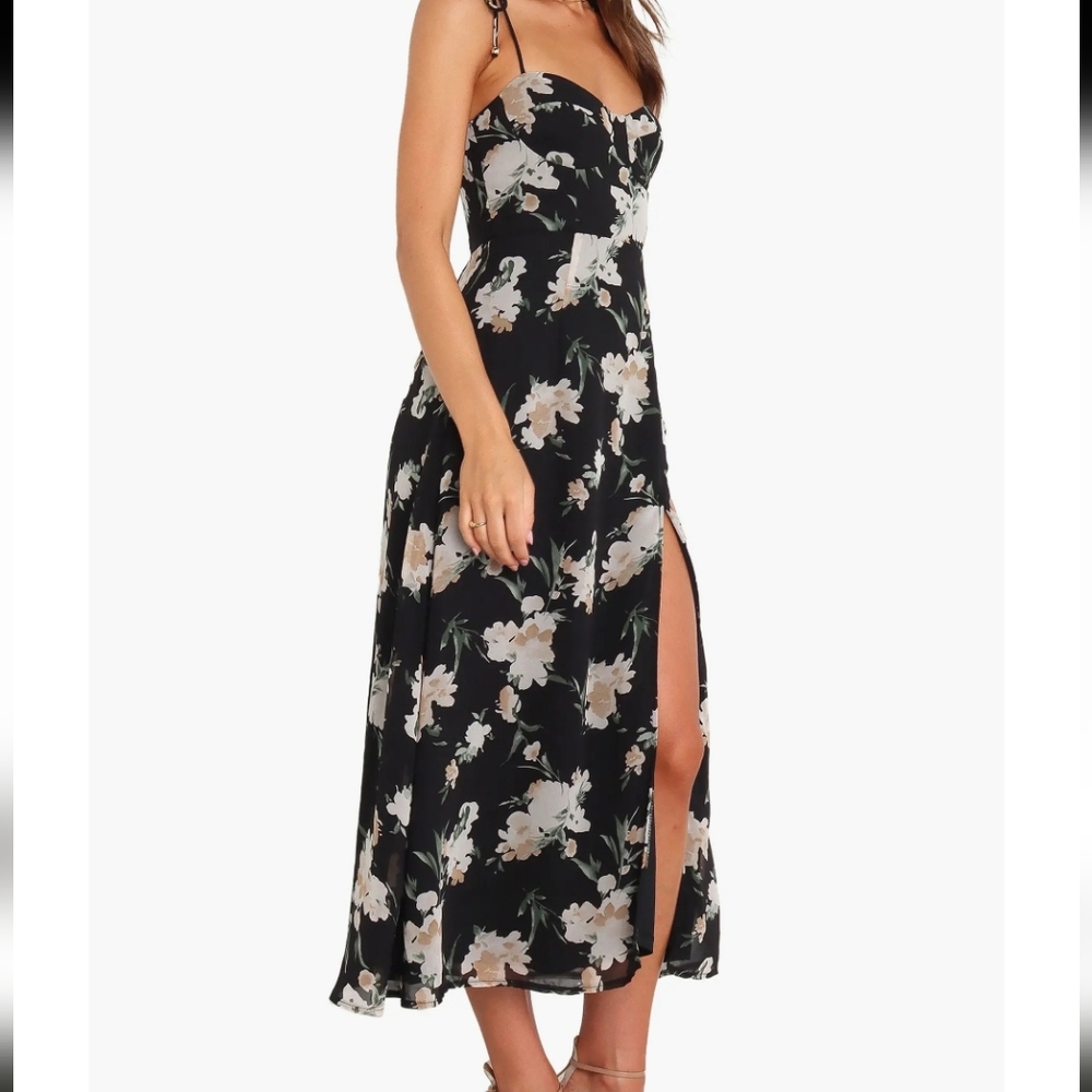 Petal & Pup Black Floral Midi Dress